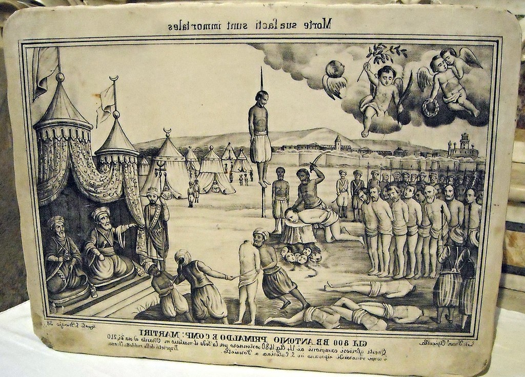 Рис.6. Гедик Ахмед-паша руководит казнями мучеников Отранто, Италия, в 1480 году. Рисунок на камне, 19 в. Церковь св. Екатерины, Неаполь.