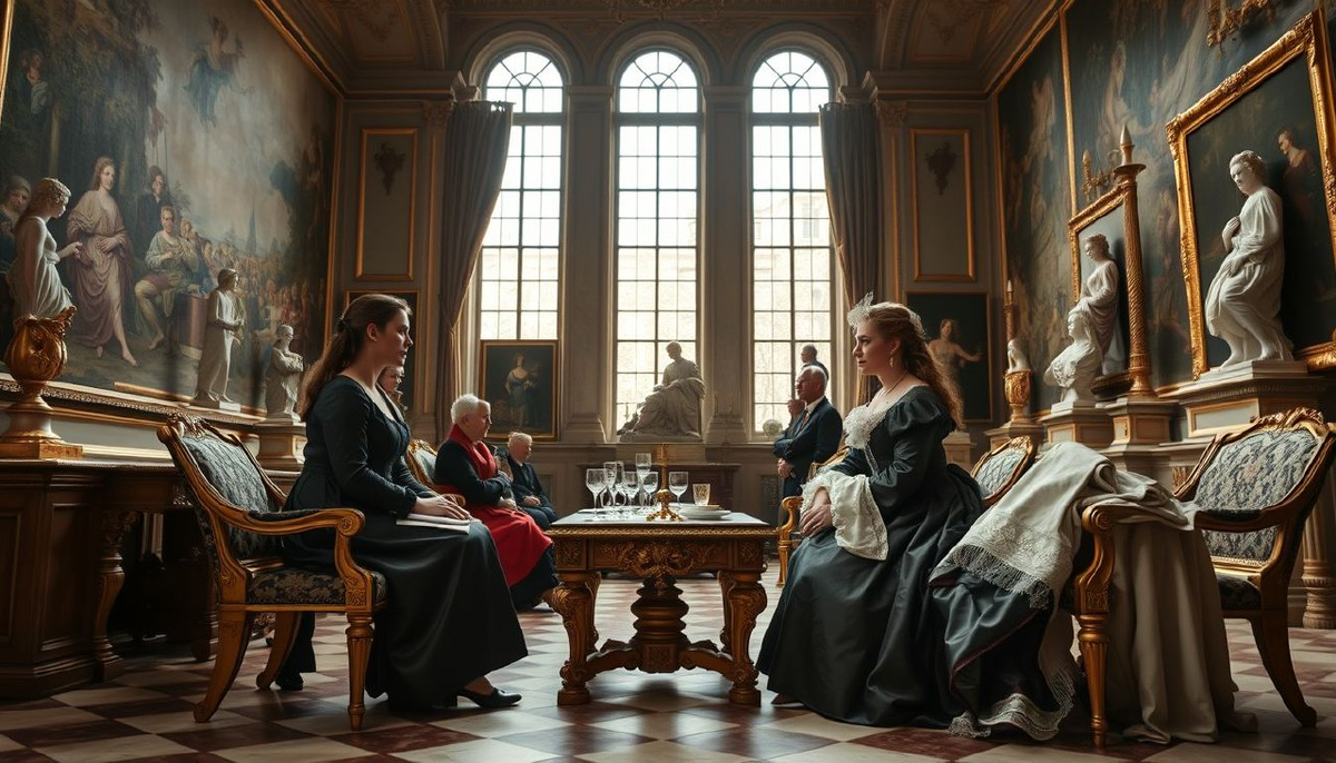 Встреча двух выдающихся женщин XVII века - Нинон де Ланкло, известной французской куртизанки и интеллектуалки, и экс-королевы Кристины Шведской.