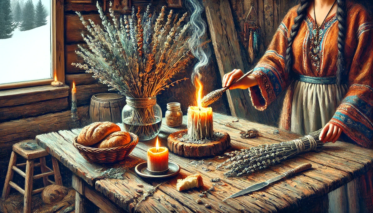 После уборки дом окуривали полынью или зверобоем, а над дверью вешали веник или пучок трав для защиты от злых духов.