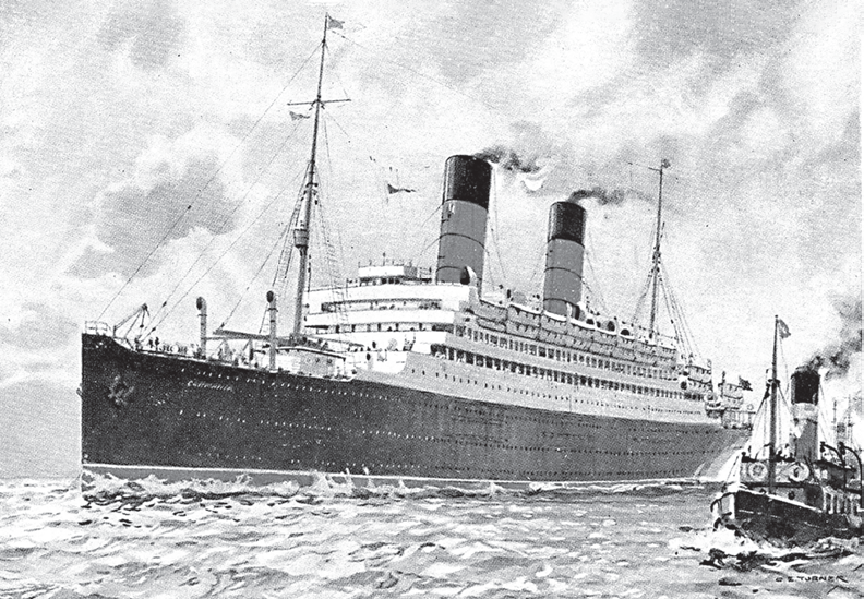 Картинка из свободных источников.  Гигантский лайнер «Кармания», который курсировал по трансатлантическому маршруту с 1905 по 1910 год.

Картинка из свободных источников.  Гигантский лайнер «Кармания»