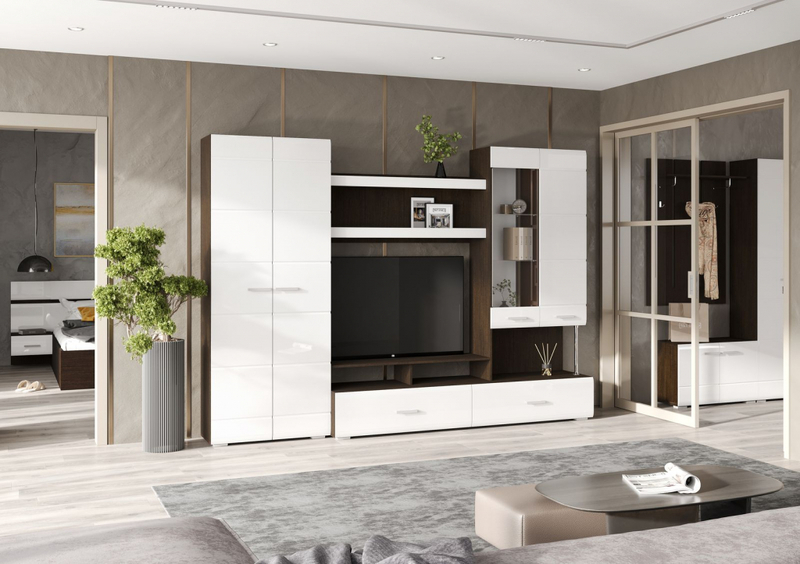 Гостиная Вегас 1 венге - белый глянец