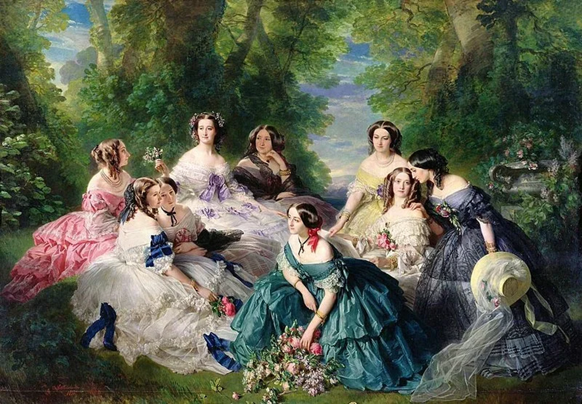 «Императрица Евгения со своими дамами», Франц Ксавер Винтерхальтер, 1855, Компьенский дворец
«Императрица Евгения со своими дамами», Франц Ксавер Винтерхальтер, 1855. (с) Из коллекции Компьенского дворца