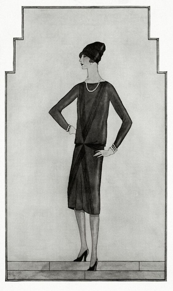 Эскиз маленького черного платья Шанель в журнале Vogue (1926 год)