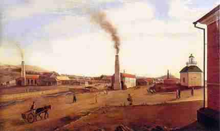 Уральский рудник. Картина демидовского крепостного художника В. П. Худоярова

