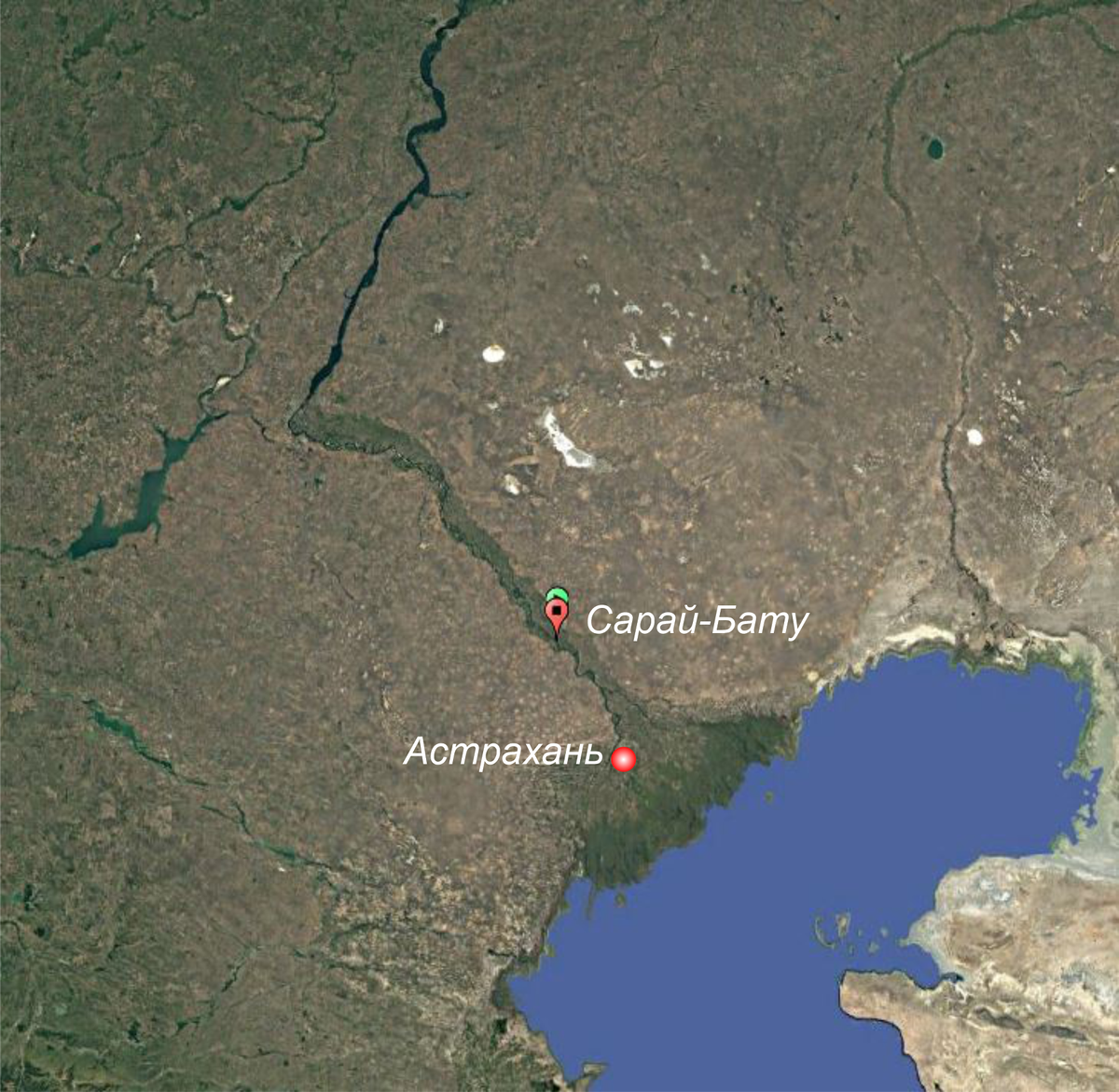 Карта расположения города Сарай-Бату.