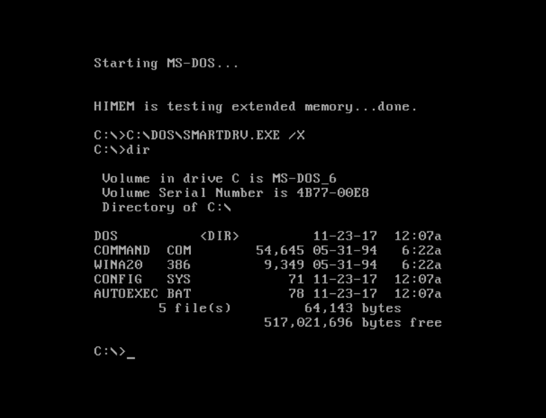 Интерфейс операционной системы DOS