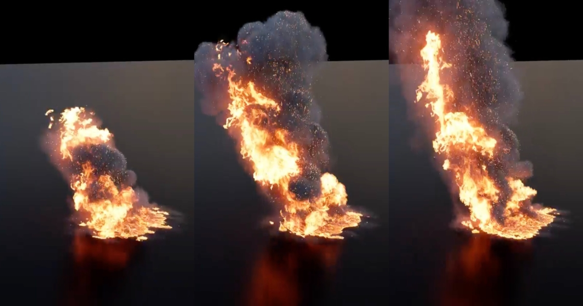 Огонь в houdini.