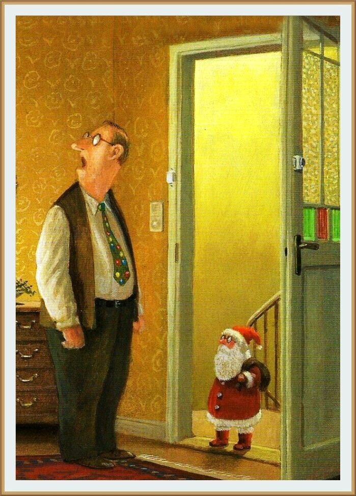  КАРИКАТУРА ОТ НЕМЕЦКОГО ХУДОЖНИКА-КАРИКАТУРИСТА ГЕРХАРДА ГЛЮКА / Gerhard Glück ПОД НАЗВАНИЕМ "ДА, ДОРОГАЯ! ЭТО САНТА!НО НЕ РАСЧИТЫВАЙ НА МНОГОЕ !!
