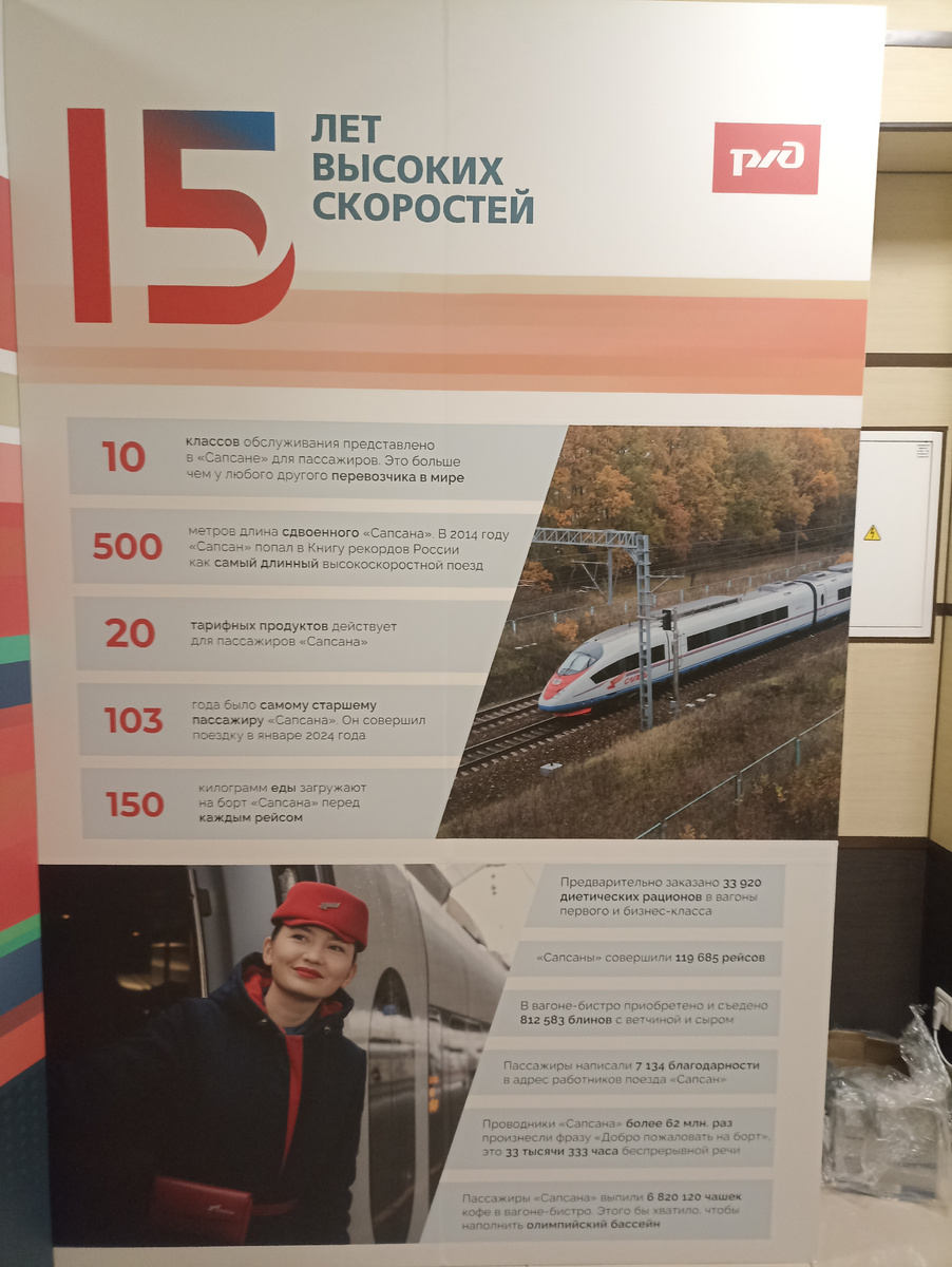 Один из постаментов о "Сапсане"