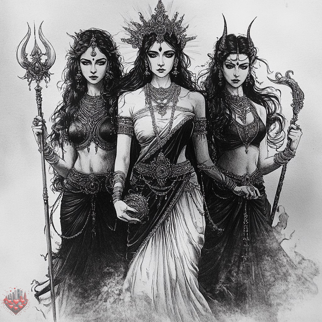 Попросила нейросеть нарисовать трех богинь вместе. Как вам?)
