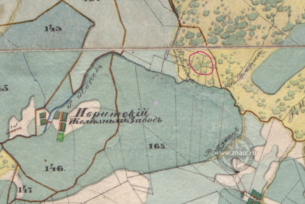 Фрагмент карты Менде 1850 г.