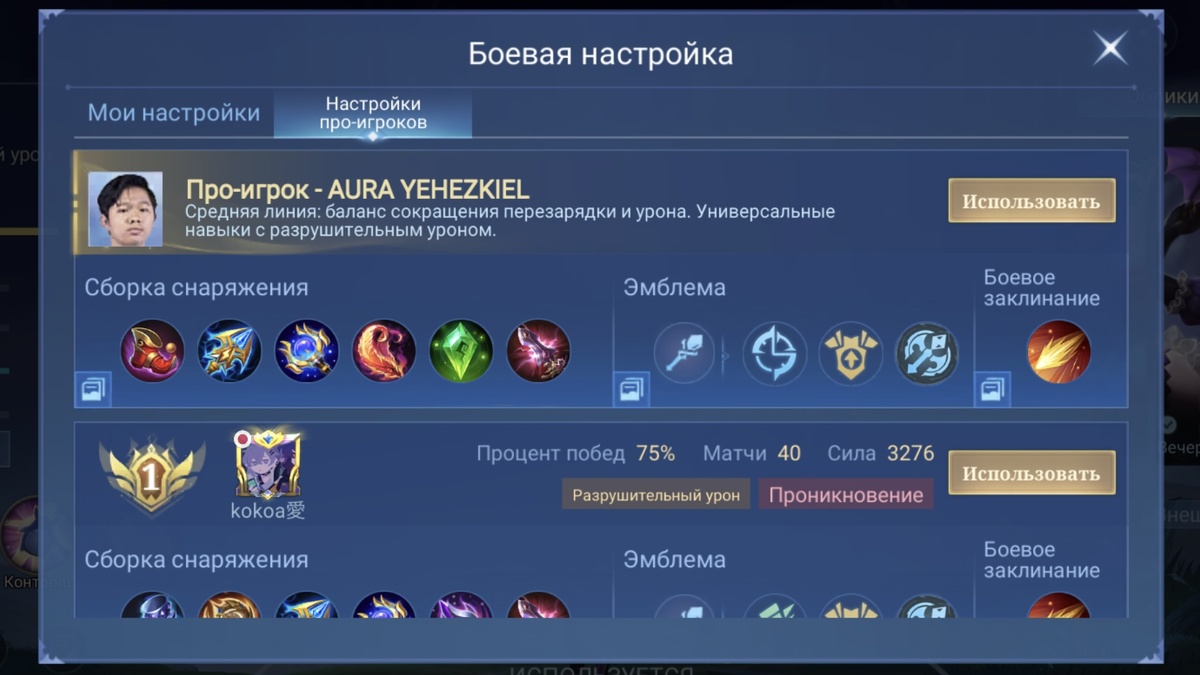 Mobile Legends: Bang Bang. Сборки про-игроков