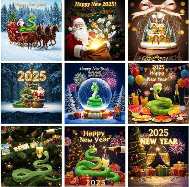 бесплатныеоткрытки с новым годом змеи 2025
