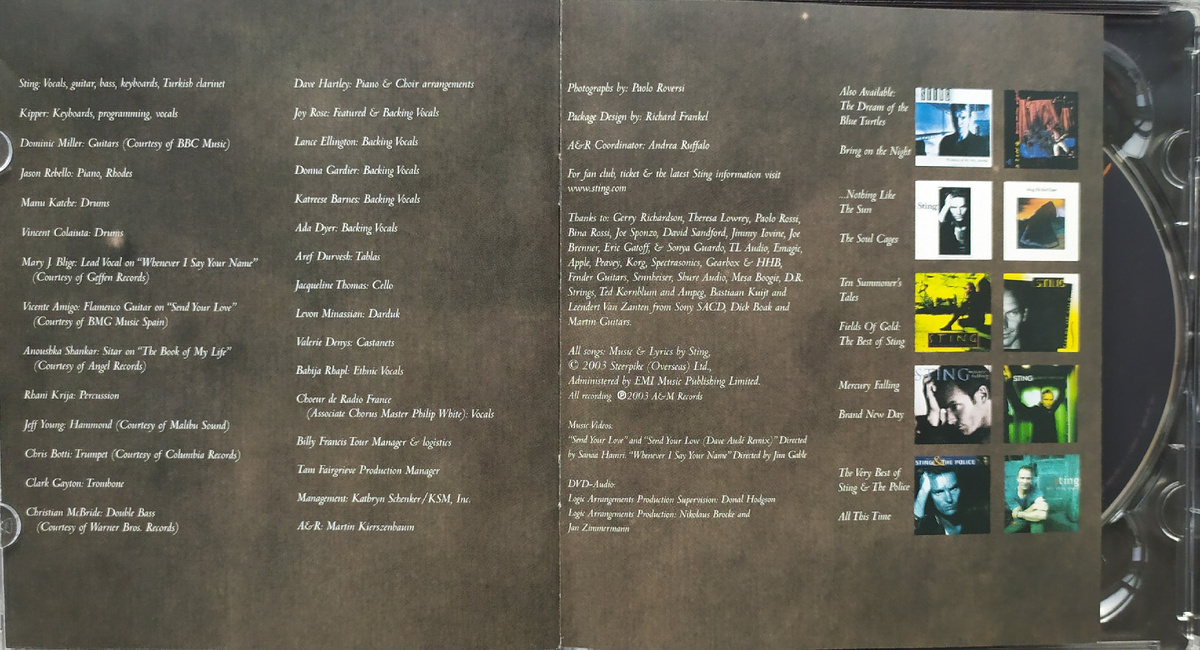 Sting "Sacred Love" DVD-Audio - booklet credits