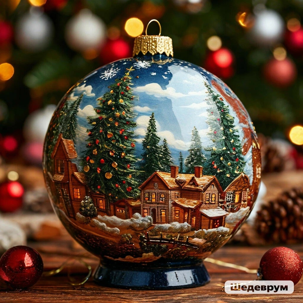 фото создано нейросетью:елочная игрушка