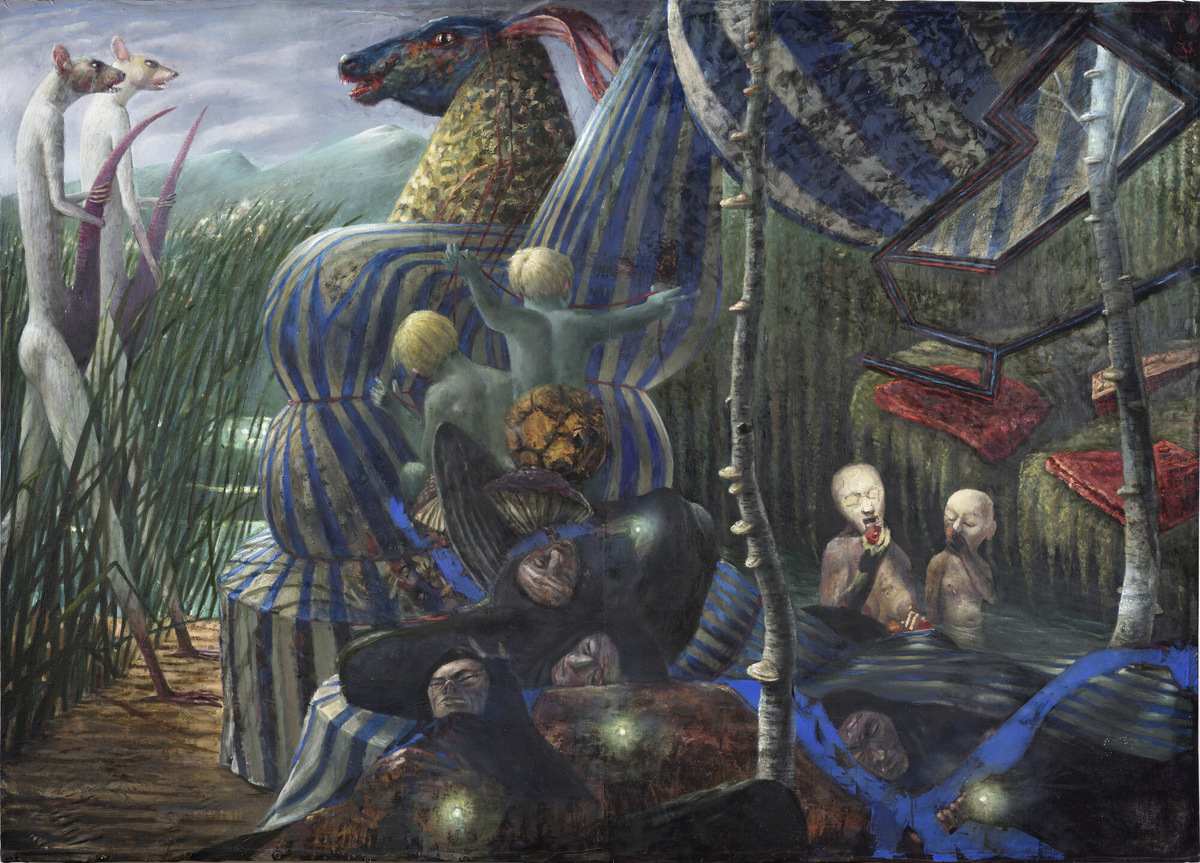 © Марко Якше (Marko Jakše). Давайте приступим к работе! Холст, смешанная техника. 183 × 250 см. 2016.