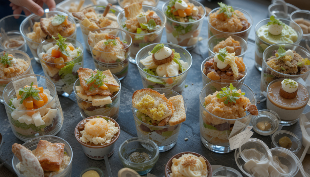 мини-бутерброды, канапе и порционные салаты