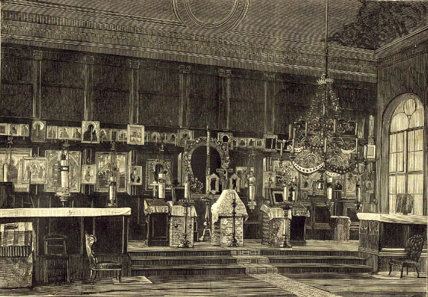 Старообрядческая молельня на Волковом кладбище в С.-Петербурге. Внутренний вид молельни