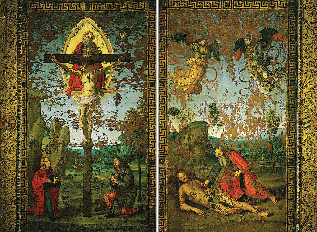 Знамя Троицы: Святая Троица со Святым Себастьяном и Святым Рохом, ок. 1499 г., Масло на холсте, 166x94 см