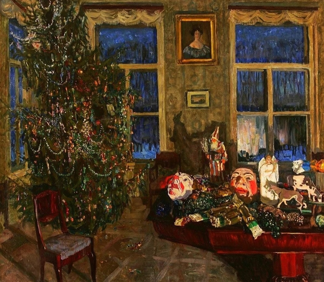 Ночь под Рождество (Интерьер с елкой), Художник С.Ю. Жуковский, 1918 год.