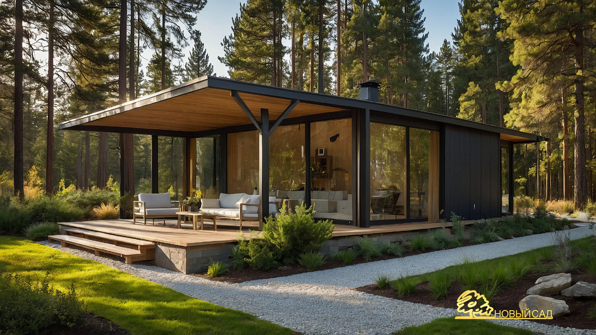 Минимализм в деталях. Зона отдыха с барбекю комплексом.