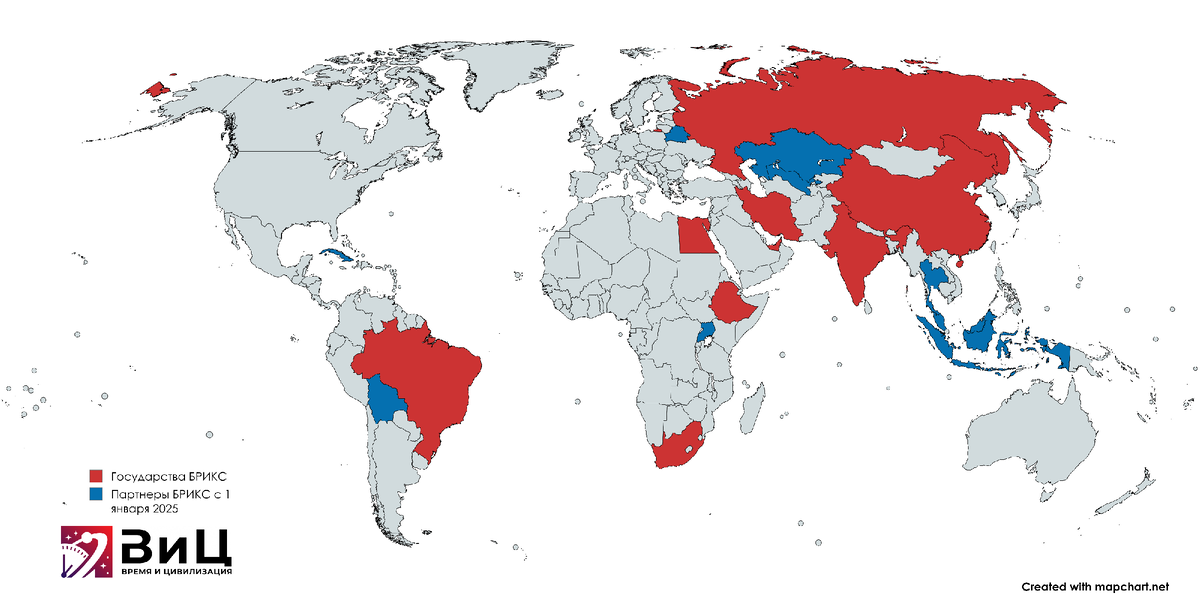 Страны БРИКС с 1 января 2025