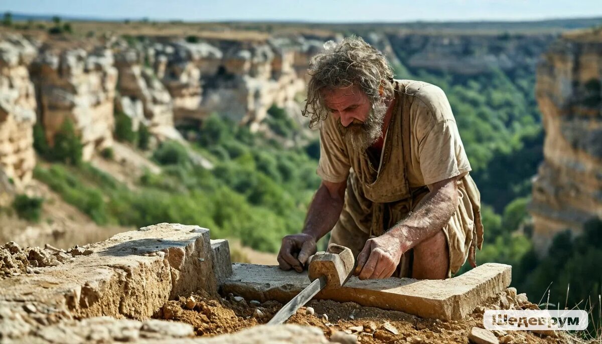 Мастер трудится над изготовлением зерновой ямы в Бакле.