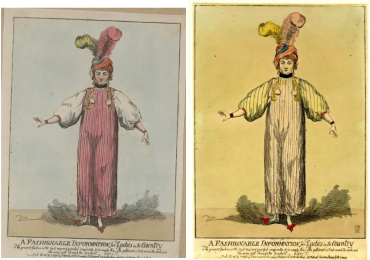 Пара № 2. Исаак Крукшенк. A Fashionable Information for Ladies in the Country, 1795. Источники: (1) https://clck.ru/3FXA6T (2) https://clck.ru/3FXACa