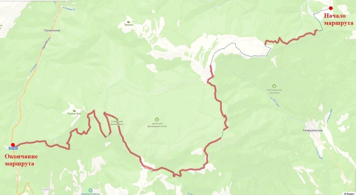 Схема экскурсионно-экологического пешеходного маршрута «Сказочная Демерджи»