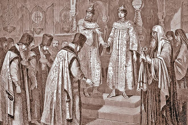 Малолетнему Василию II присягают бояре.