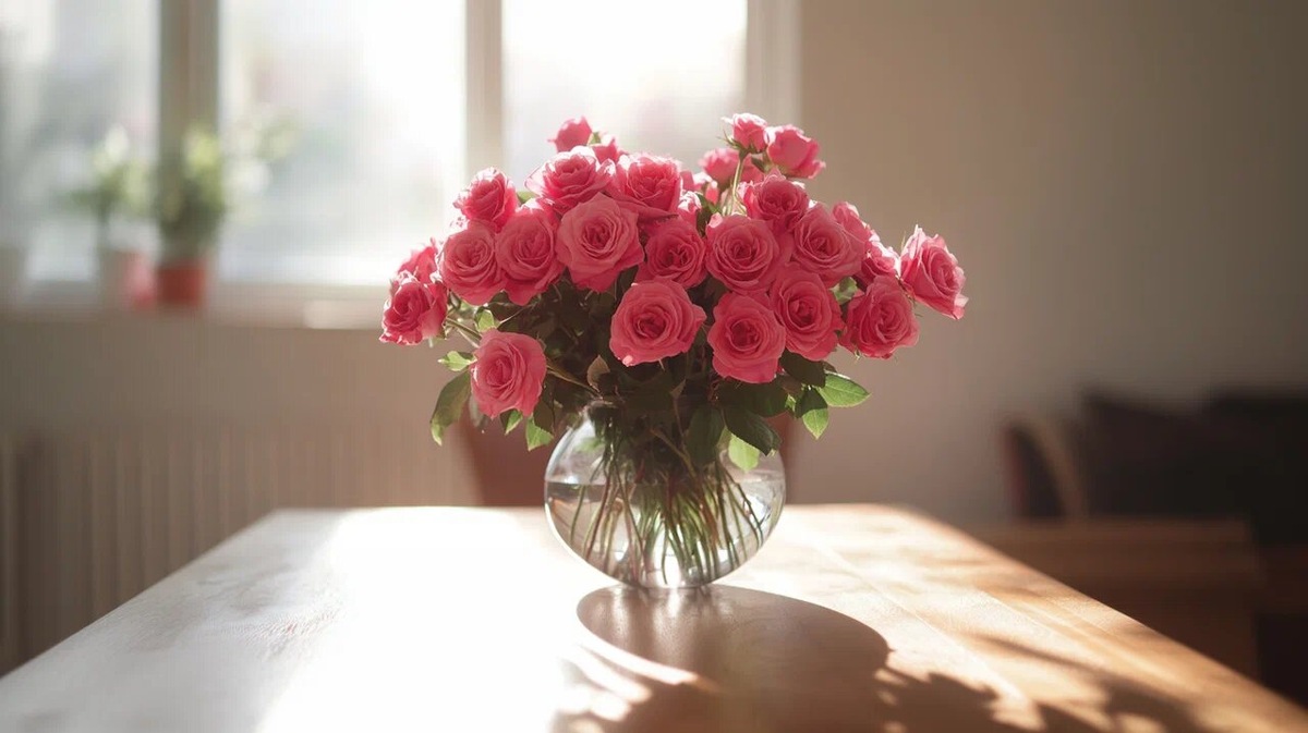 Розовый букет добавит шарма любой гостиной