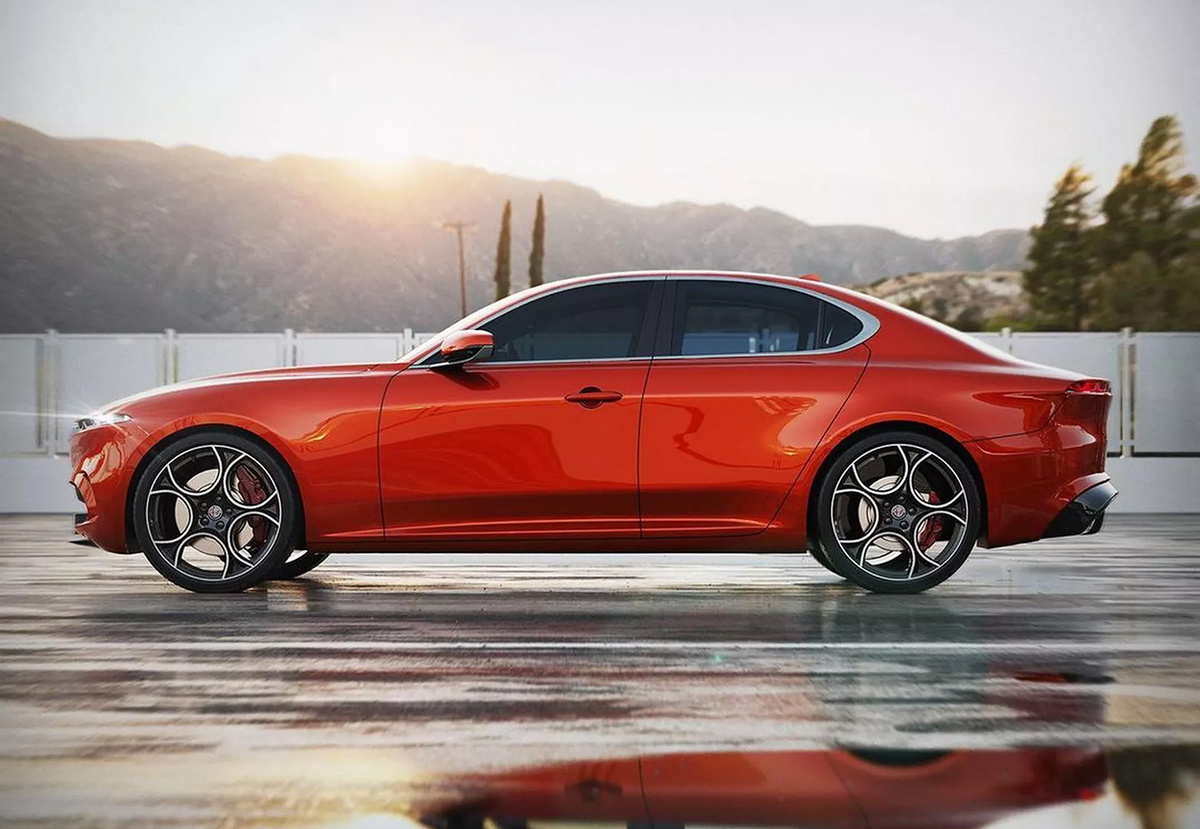 Неофициальное рендерное изображение Alfa Romeo Giulia. Источник: Sugar Design