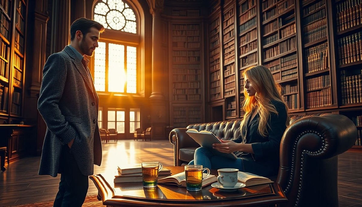 Двое в библиотеке.