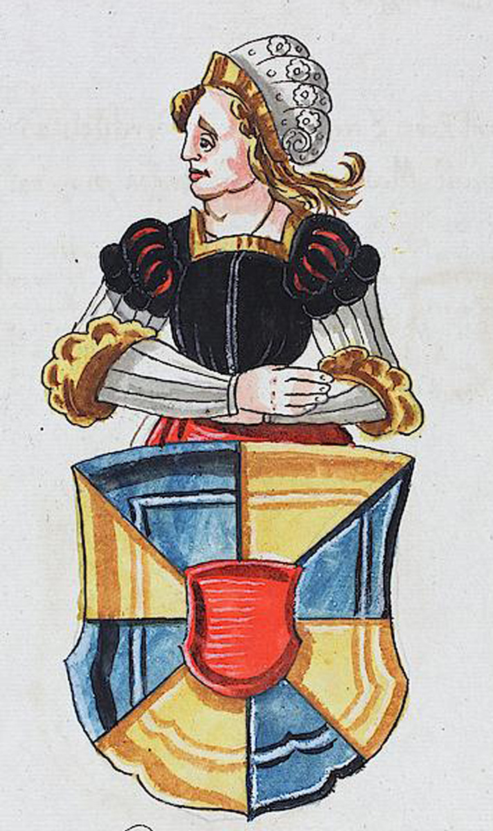 Ида Лотарингская, почему-то со старым гербом Фландрии