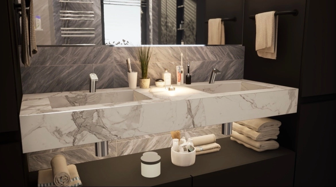 Представляем вам двойную раковину из керамогранита, которая станет неотъемлемой частью вашего современного интерьера. Не секрет, что керамогранит считается надежным материалом, известным своей прочностью и долговечностью. Вмещающая в себя две раковины, она начинает день с обаяния плавности.

Великолепие и удобство – это неотъемлемые черты нашей двойной раковины из керамогранита. Вы сможете наслаждаться простором и удобством, которые предоставляют два отдельных прохода – возможность пользоваться раковиной одновременно двумя людьми! Больше никаких проблем с очередями и ожиданием!
