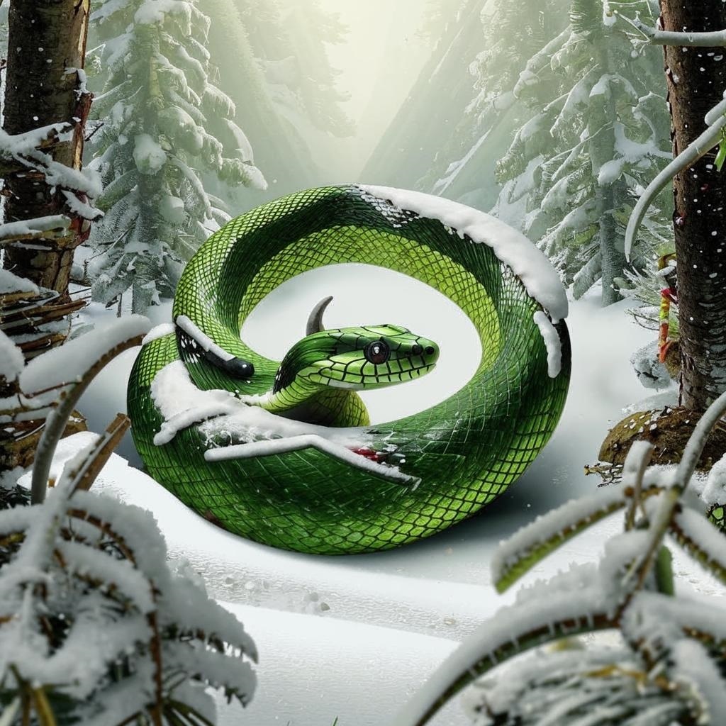 Вот так по Kandinsky торопится к нам зеленая древесная Змея 2025!