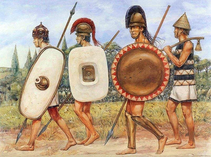 Воины одного из латинских племен. Современная иллюстрация.