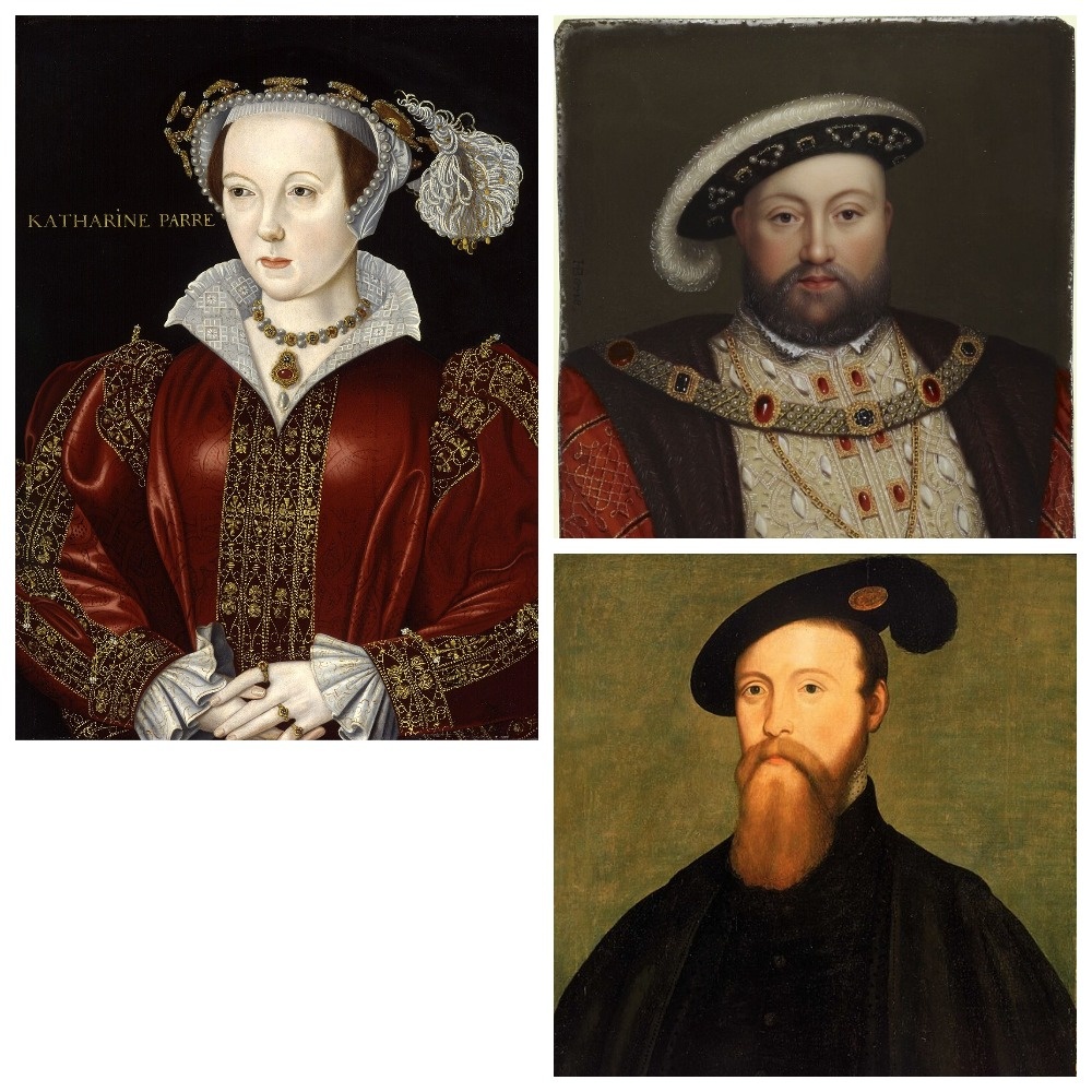 "Треугольник"  романа "Гамбит королевы": Екатерина Парр, Генрих VIII  и Томас Сеймур, видный государственный деятель эпохи Тюдоров, которому суждено было стать мужем Екатерины после смерти Генриха. 