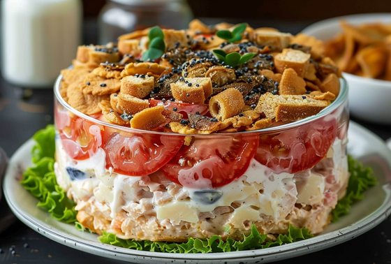    Слоеный салат «Курица под кайфом»