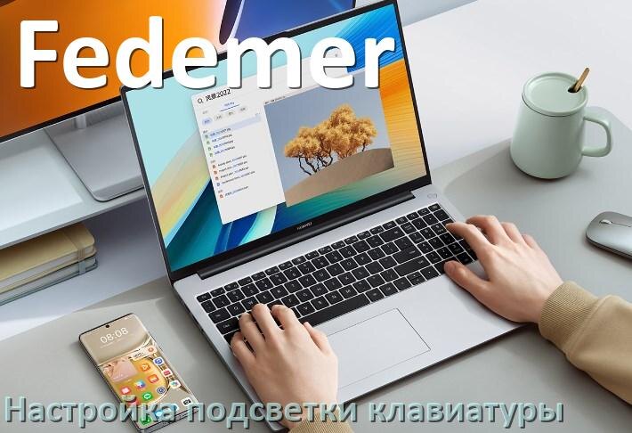 
Как на ноутбуке Fedemer включить подсветку клавиатуры отключить или поменять цвет