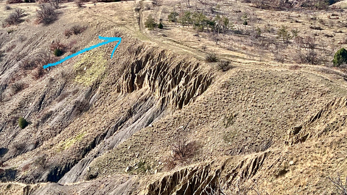 Развилка троп при спуске с Языка Тролля