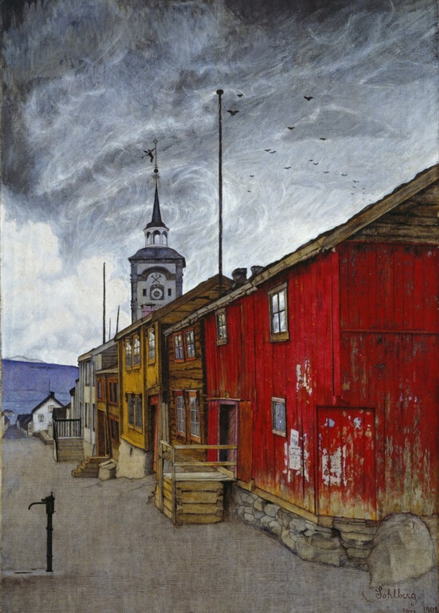 Улица в Рёрусе. Художник Харальд Оскар Сольберг