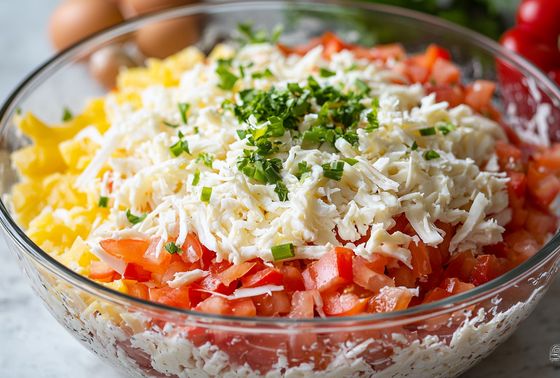    Слоеный салат с крабовыми палочками и болгарским перцем