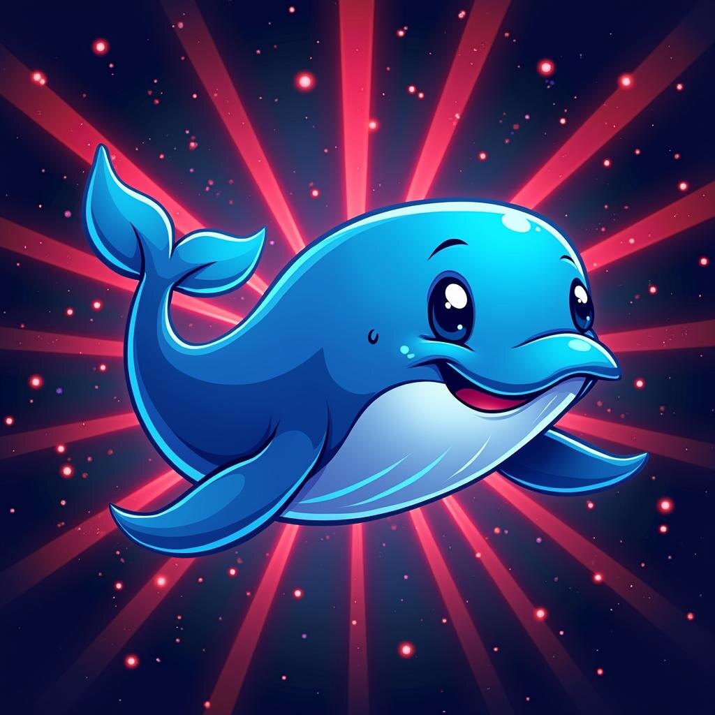    Вот текст blue whale logo vibrant radial background Бугайск