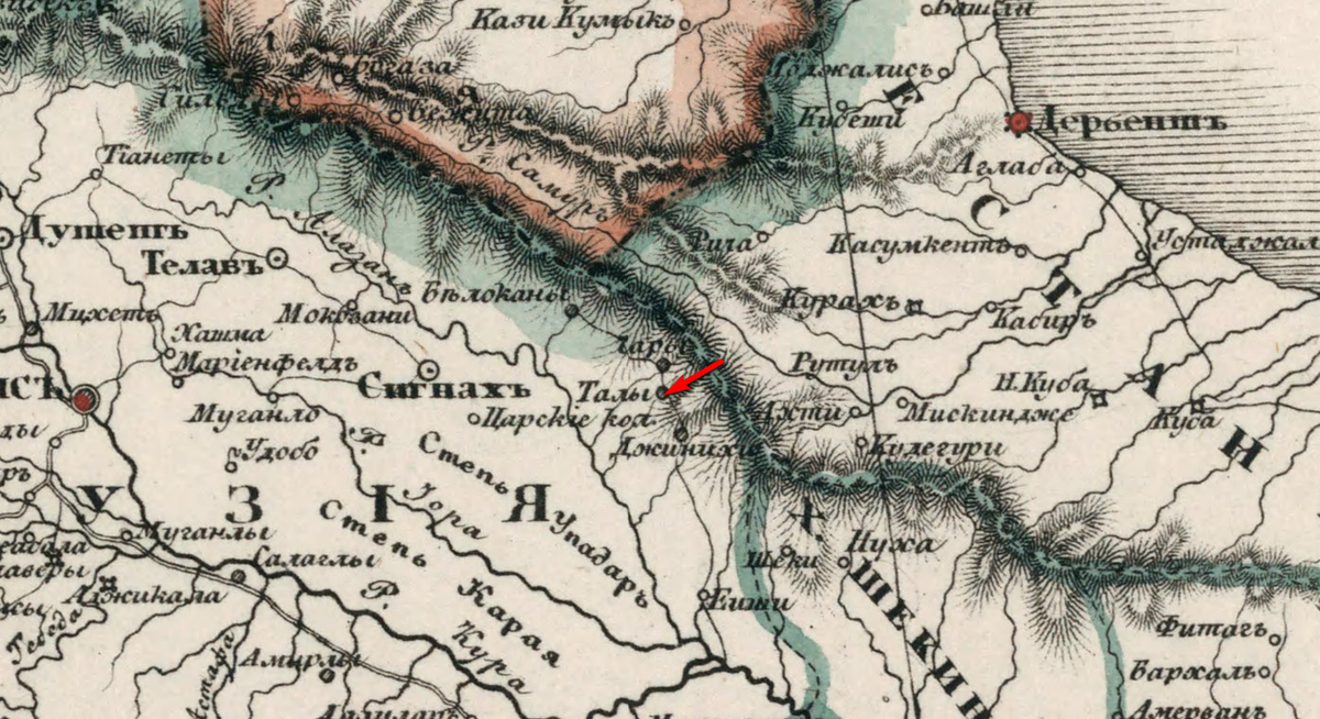 На фото (фрагмент): Село Тала // Карта Южной России, Европейской Турции, 1828 г.