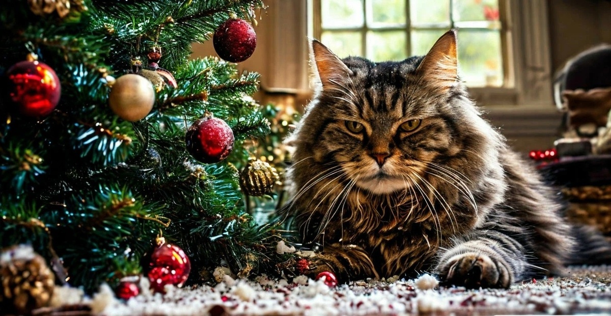 Этот кот уронит не только елку, но и тебя...