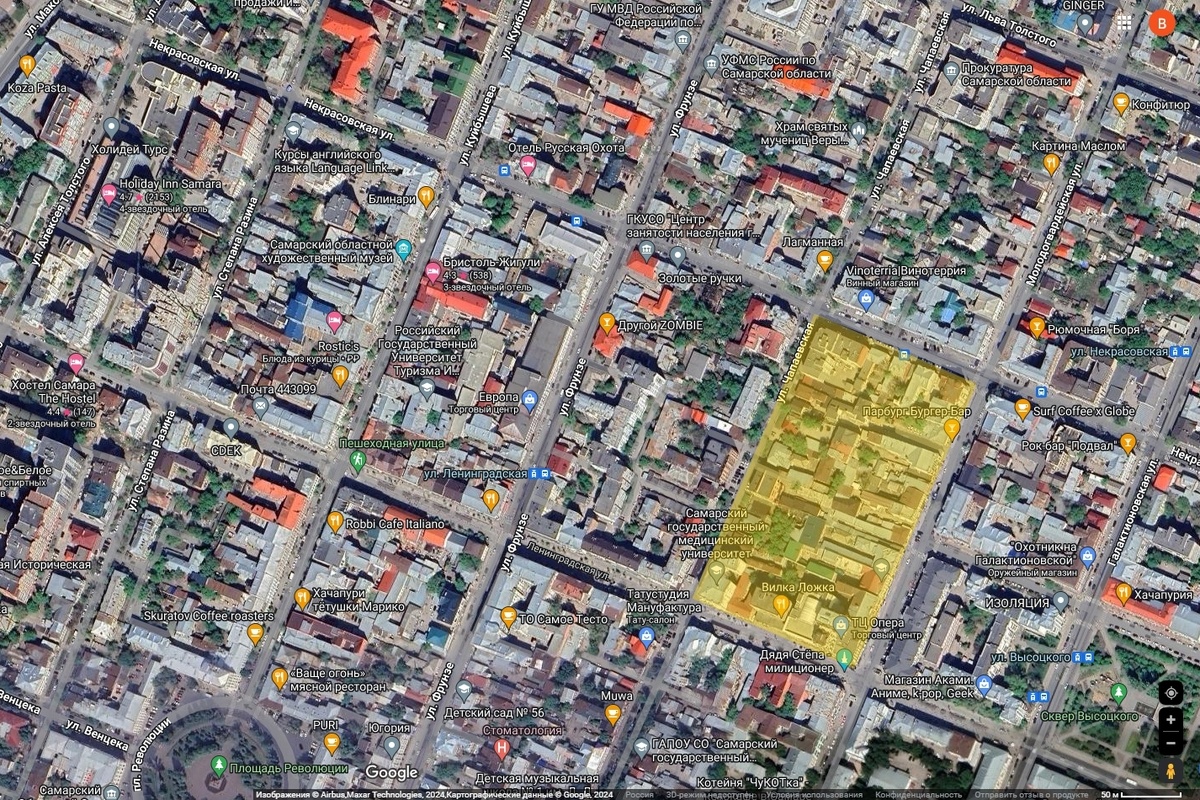 Квартал №50 на карте современной Самары