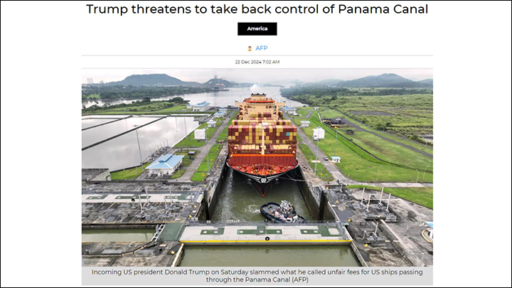    Deccan Chronicle.com. Трамп грозит вернуть Соединённым Штатам контроль над Панамским каналом