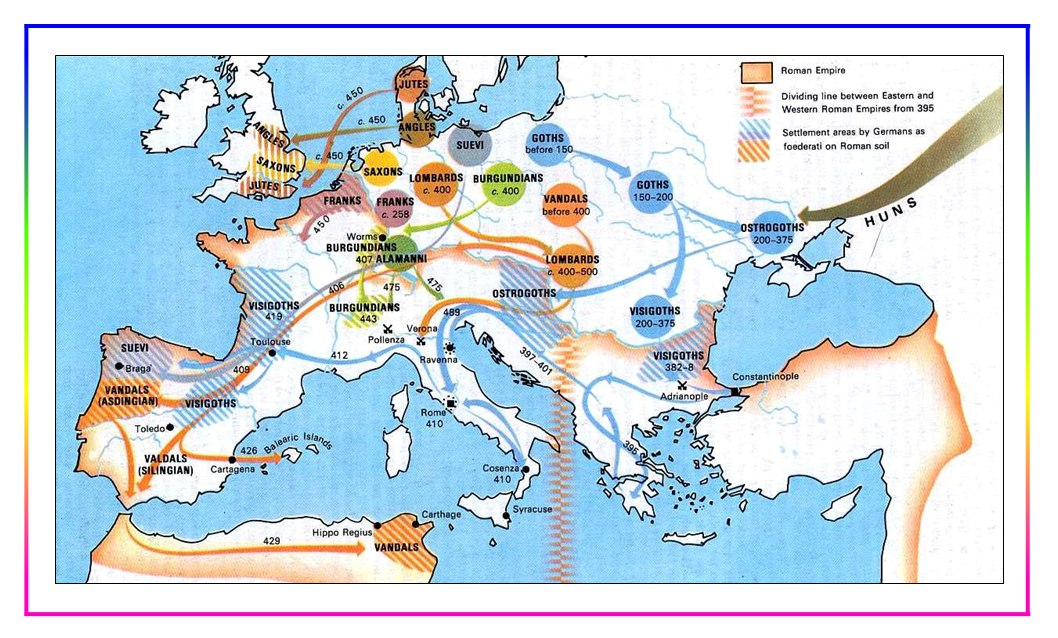 Миграция варварских племен в Европе IV-V веков. Источник: Princeton University