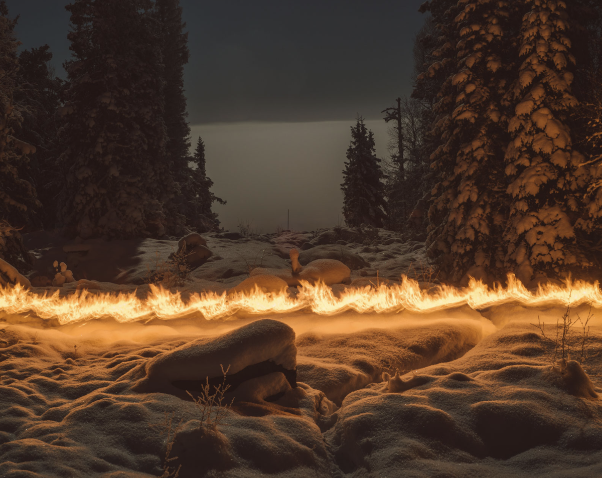 Поляна посередине проходит вдоль всей границы (Норвегии и Швеции), имеет длину более 1500 км. Это был ноябрь, появился первый снег.